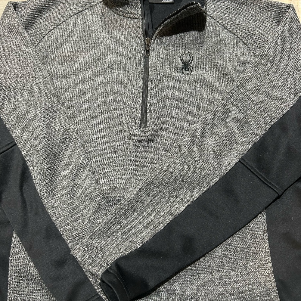 Grey and black mens sweater with 1/4 zip neck